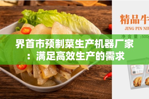 界首市预制菜生产机器厂家：满足高效生产的需求