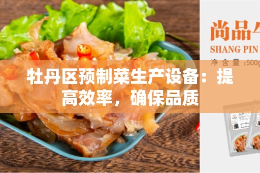牡丹区预制菜生产设备：提高效率，确保品质