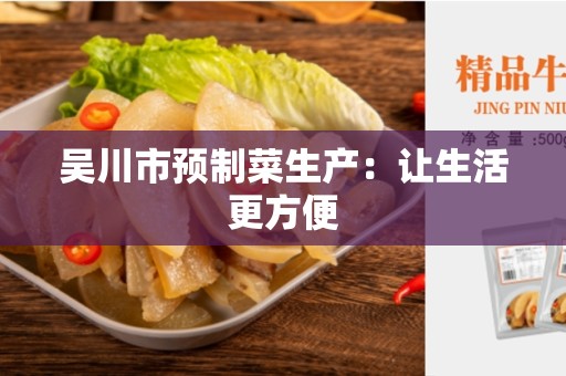 吴川市预制菜生产：让生活更方便