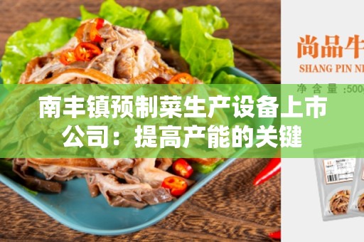 南丰镇预制菜生产设备上市公司：提高产能的关键