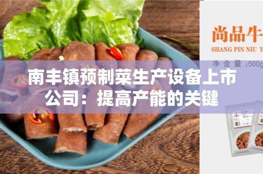 南丰镇预制菜生产设备上市公司：提高产能的关键