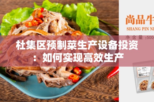 杜集区预制菜生产设备投资：如何实现高效生产