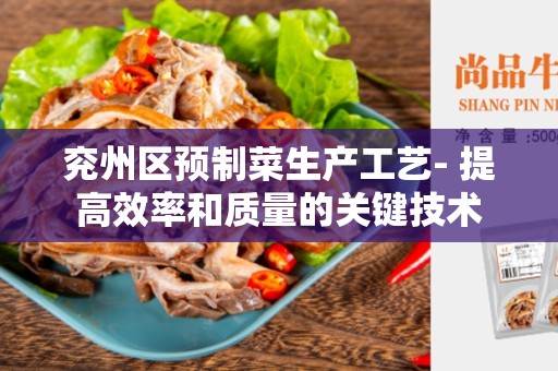 兖州区预制菜生产工艺- 提高效率和质量的关键技术