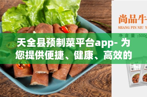 天全县预制菜平台app- 为您提供便捷、健康、高效的饮食选择