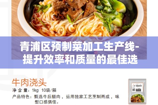 青浦区预制菜加工生产线- 提升效率和质量的最佳选择