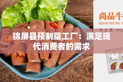锦屏县预制菜工厂：满足现代消费者的需求