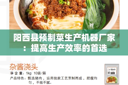 阳西县预制菜生产机器厂家：提高生产效率的首选