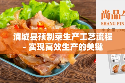 浦城县预制菜生产工艺流程- 实现高效生产的关键