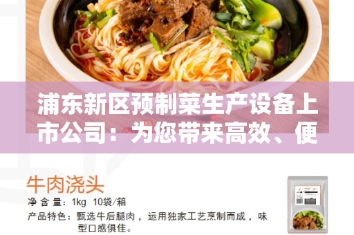 浦东新区预制菜生产设备上市公司：为您带来高效、便捷的创新解决方案