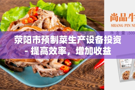 荥阳市预制菜生产设备投资- 提高效率，增加收益
