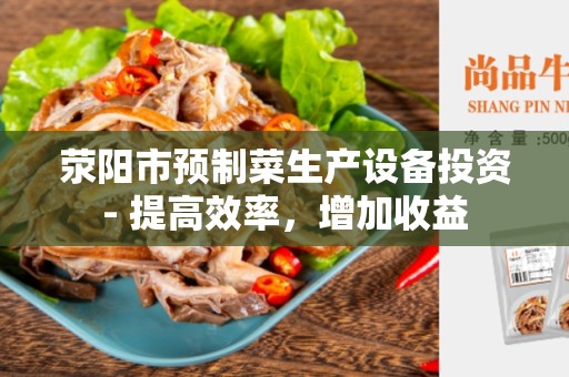 荥阳市预制菜生产设备投资- 提高效率，增加收益