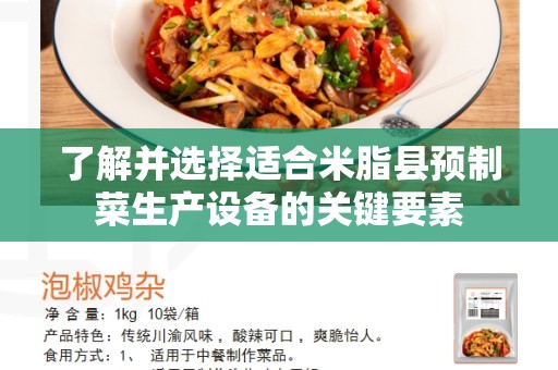 了解并选择适合米脂县预制菜生产设备的关键要素