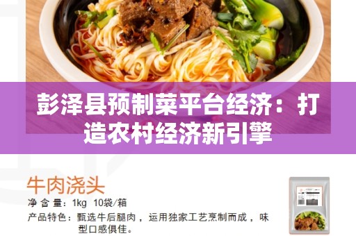 彭泽县预制菜平台经济：打造农村经济新引擎