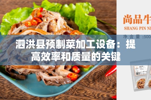 泗洪县预制菜加工设备：提高效率和质量的关键