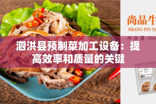 泗洪县预制菜加工设备：提高效率和质量的关键