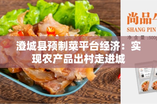 澄城县预制菜平台经济：实现农产品出村走进城