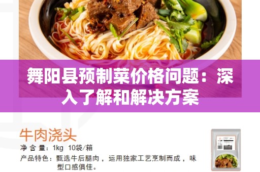 舞阳县预制菜价格问题：深入了解和解决方案