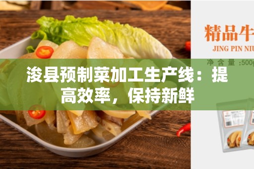 浚县预制菜加工生产线：提高效率，保持新鲜