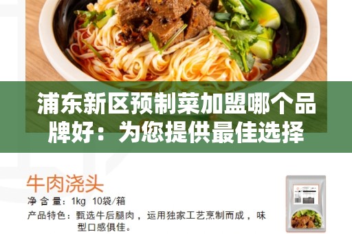 浦东新区预制菜加盟哪个品牌好：为您提供最佳选择