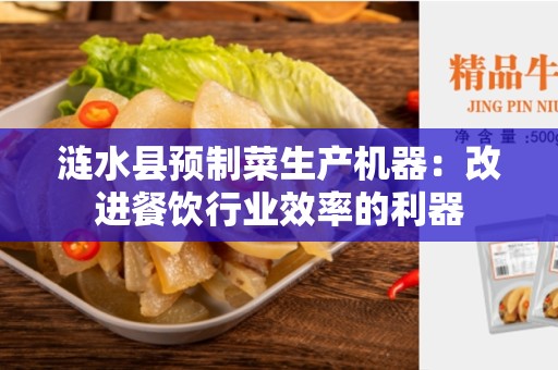 涟水县预制菜生产机器：改进餐饮行业效率的利器