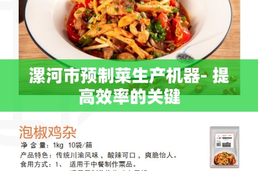 漯河市预制菜生产机器- 提高效率的关键