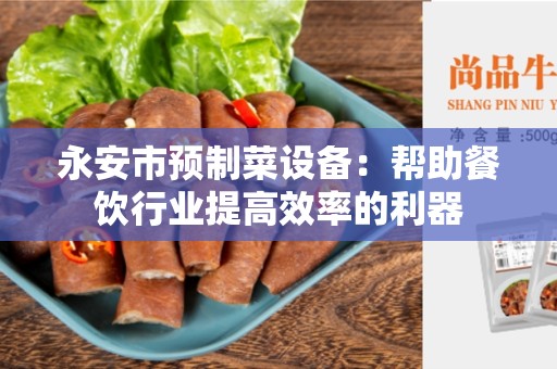 永安市预制菜设备：帮助餐饮行业提高效率的利器