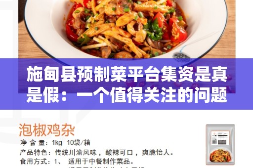 施甸县预制菜平台集资是真是假：一个值得关注的问题