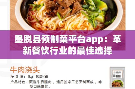 墨脱县预制菜平台app：革新餐饮行业的最佳选择