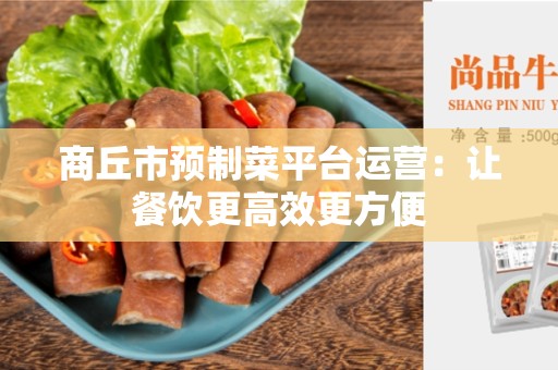 商丘市预制菜平台运营：让餐饮更高效更方便