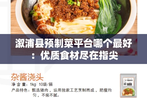 溆浦县预制菜平台哪个最好：优质食材尽在指尖