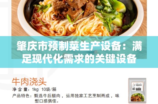 肇庆市预制菜生产设备：满足现代化需求的关键设备