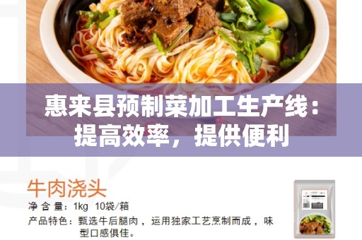 惠来县预制菜加工生产线：提高效率，提供便利