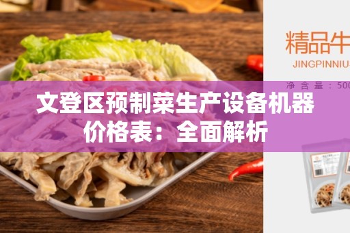 文登区预制菜生产设备机器价格表：全面解析