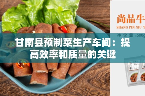 甘南县预制菜生产车间：提高效率和质量的关键
