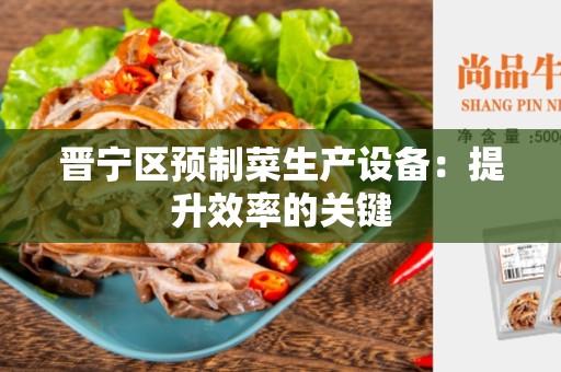 晋宁区预制菜生产设备：提升效率的关键