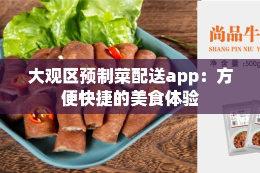 大观区预制菜配送app：方便快捷的美食体验