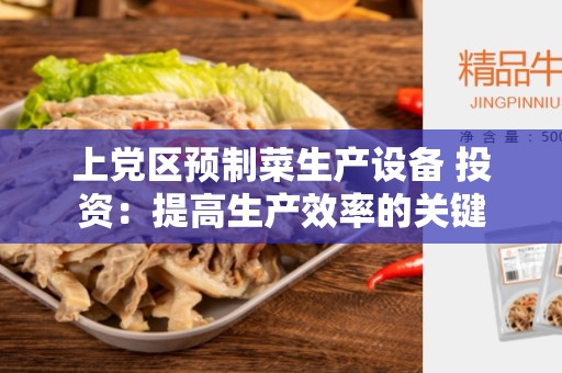 上党区预制菜生产设备 投资：提高生产效率的关键