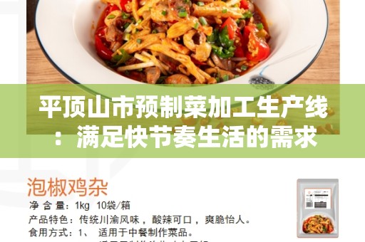 平顶山市预制菜加工生产线：满足快节奏生活的需求