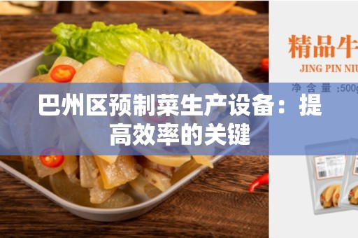 巴州区预制菜生产设备：提高效率的关键