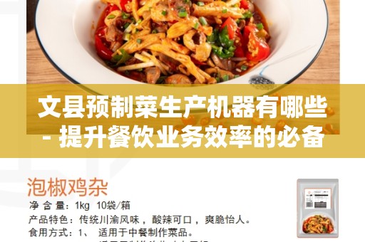 文县预制菜生产机器有哪些- 提升餐饮业务效率的必备工具