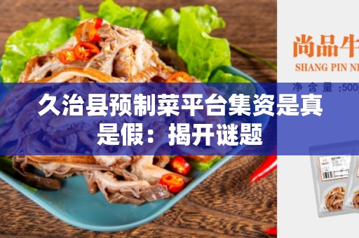 久治县预制菜平台集资是真是假：揭开谜题