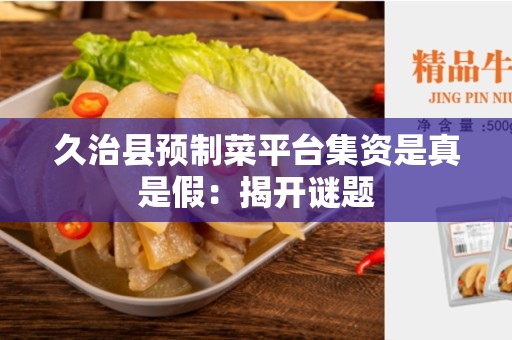 久治县预制菜平台集资是真是假：揭开谜题