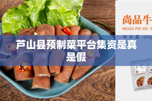 芦山县预制菜平台集资是真是假