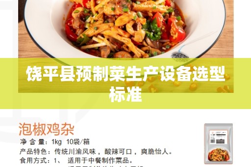 饶平县预制菜生产设备选型标准