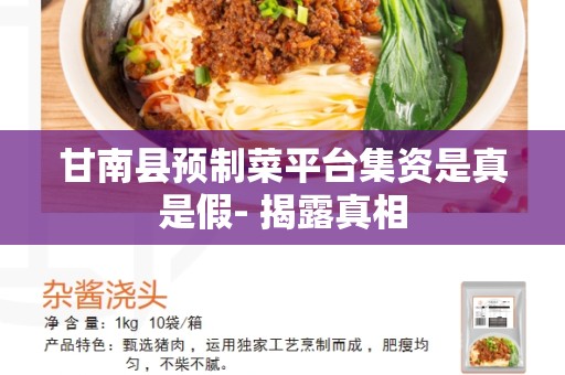 甘南县预制菜平台集资是真是假- 揭露真相