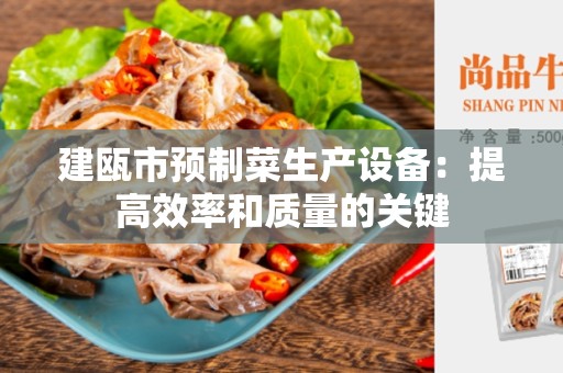 建瓯市预制菜生产设备：提高效率和质量的关键