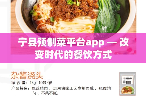 宁县预制菜平台app — 改变时代的餐饮方式