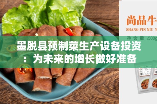 墨脱县预制菜生产设备投资：为未来的增长做好准备