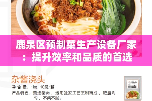 鹿泉区预制菜生产设备厂家：提升效率和品质的首选