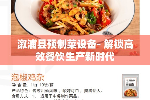 溆浦县预制菜设备- 解锁高效餐饮生产新时代
